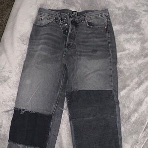 BDG high waisted patched jeans